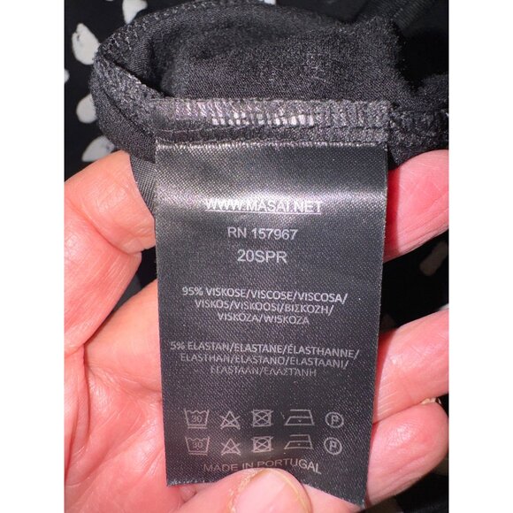 Masai Nabala Jumpsuit Black White Polka Dot Midi L Wide Leg Stretch Pant Modest - Picture 6 of 9